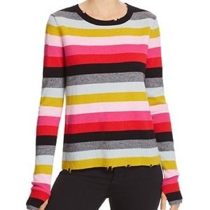 Pam & Gela Distressed Trim Striped Sweater